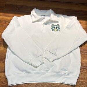 TNA Cozy Boyfriend Fleece Tennis Polo Sweatshirt